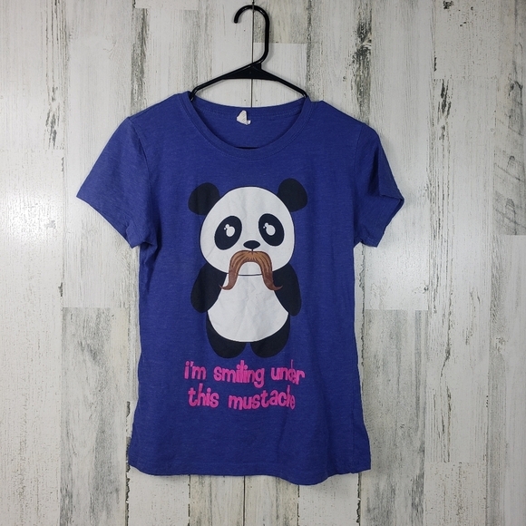 3/$15 jcp women's size medium panda mustache tshirt - Picture 1 of 7